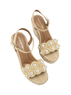 KG Kurt Geiger Prairie Embellished Raffia Wedge Heel Sandals, Neutral - view 2, Neutral