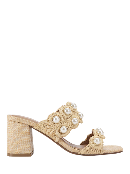 KG Kurt Geiger Prairie Embellished Raffia Block Heel Sandals, Natural, Natural