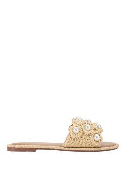 KG Kurt Geiger Prairie Embellished Raffia Slider Sandals, Natural, Natural