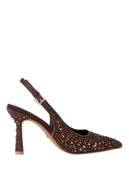 KG Kurt Geiger Adina Embellished Slingback Court Shoes, Brown Mid