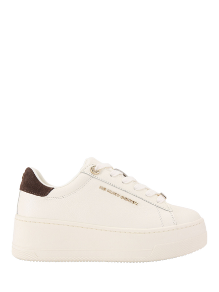 KG Kurt Geiger Lou Leather Platform Chunky Trainers, White, White