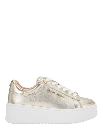 KG Kurt Geiger Lou Leather Platform Chunky Trainers, Gold, Gold