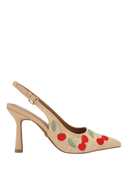 KG Kurt Geiger Adina Embroidered Slingback Court Shoes, Neutral/Multi, Neutral/Multi