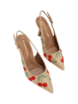 KG Kurt Geiger Adina Embroidered Slingback Court Shoes, Neutral/Multi - view 2, Neutral/Multi