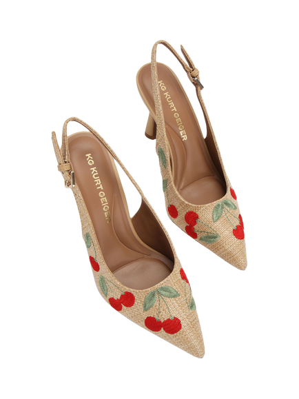 KG Kurt Geiger Adina Embroidered Slingback Court Shoes, Neutral/Multi - view 2, Neutral/Multi