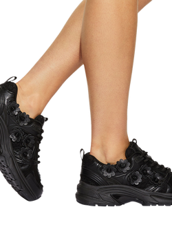 KG Kurt Geiger Lexie Flower Mesh Trainers, Black/Multi - view 2, Black/Multi