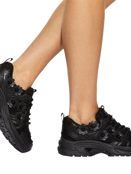 KG Kurt Geiger Lexie Flower Mesh Trainers, Black/Multi - view 2, Black/Multi