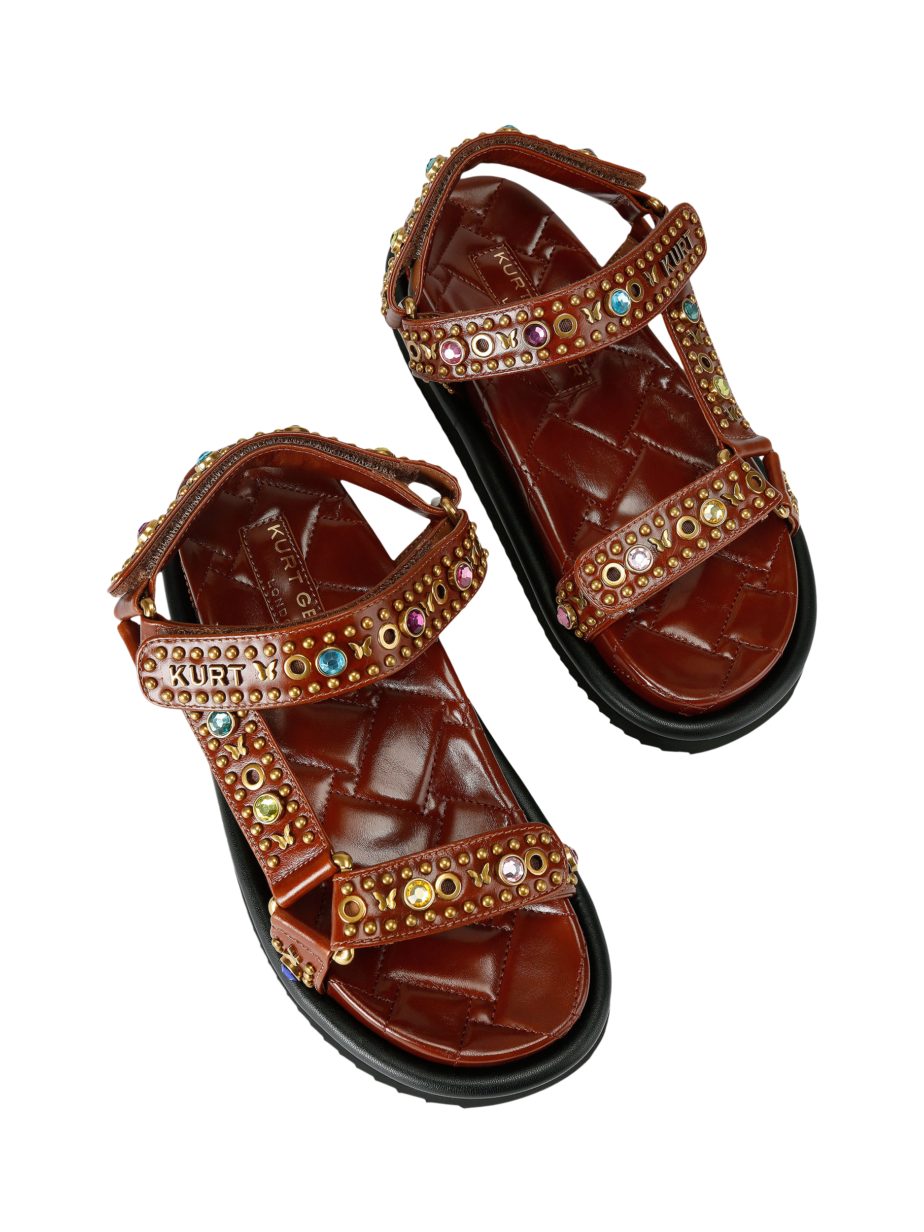 Kurt Geiger London Orson Quilted Sandals, Brown/Multi