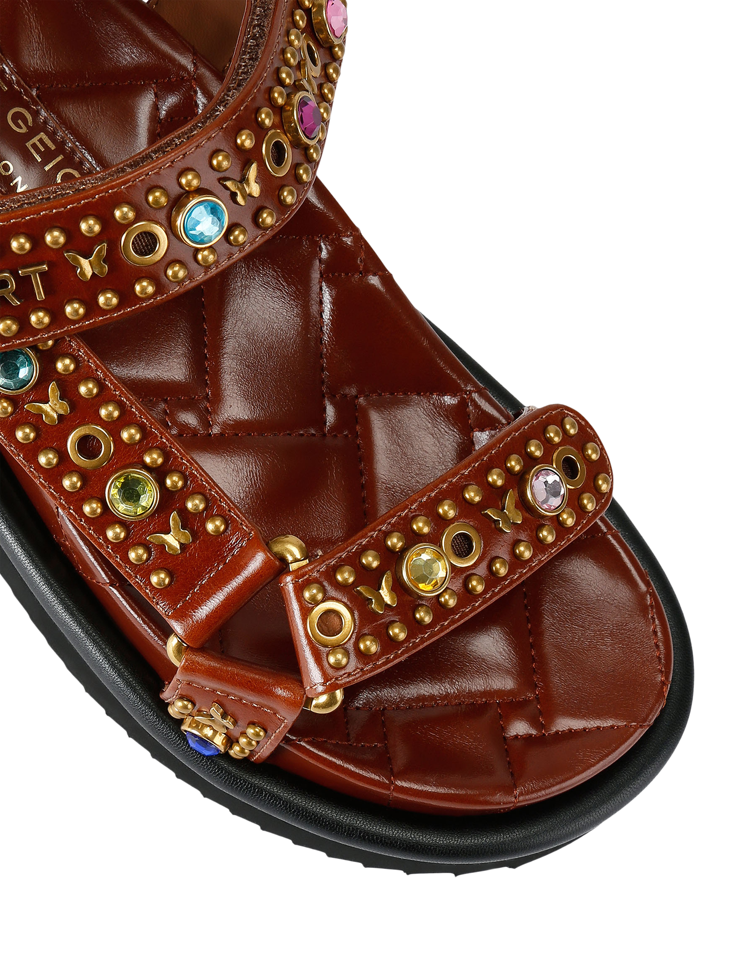 Kurt Geiger London Orson Quilted Sandals, Brown/Multi