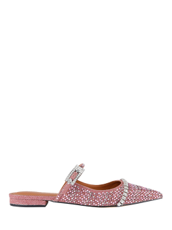 Kurt Geiger London Strass Buckle Embellished Flat Mules, Pink, Pink