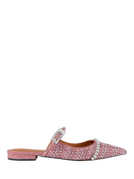 Kurt Geiger London Strass Buckle Embellished Flat Mules, Pink, Pink