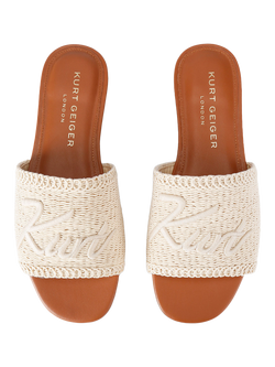 Kurt Geiger London Kurt Woven Flat Sandals, Natural Beige - view 2, Natural Beige