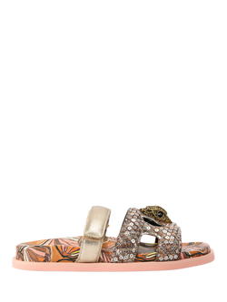 Kurt Geiger London Eagle Cut Out Embellished Footbed Sandals, Brown/Multi, Brown/Multi