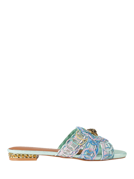 Kurt Geiger London Chelsea Woven Flat Slider Sandals, Blue Multi, Blue Multi