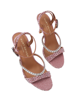 Kurt Geiger London Crystal Strap Stiletto Heel Sandals, Pink - view 2, Pink