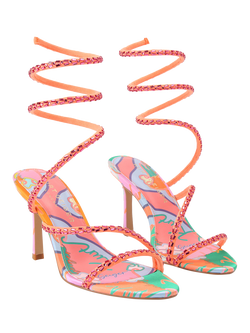 Kurt Geiger London Spiral Asymmetric Strappy Sandals, Pink - view 2, Pink
