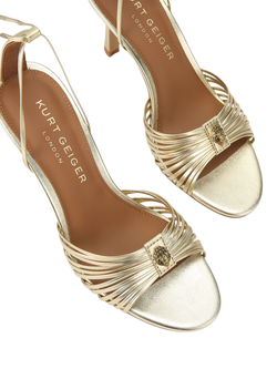 Kurt Geiger London Multi Strap Tie Stiletto Heel Sandals, Gold - view 2, Gold