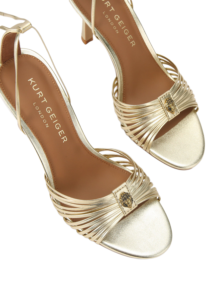 Kurt Geiger London Multi Strap Tie Stiletto Heel Sandals, Gold - view 2, Gold