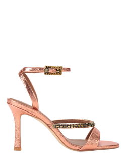 Kurt Geiger London Crystal Strap Stiletto Heel Sandals, Peach, Peach