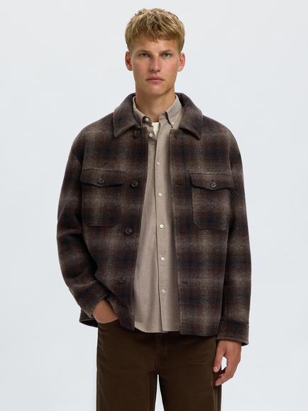 Selected Check Wool Shacket, Delicioso/Navy/Grey, Delicioso/Navy/Grey