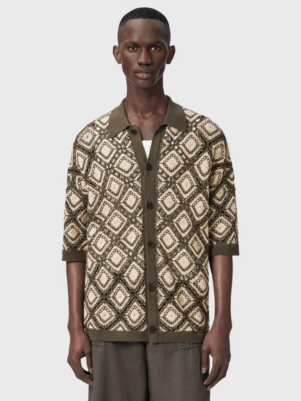 AllSaints Morena Cotton Blend Cardigan, Green, Green