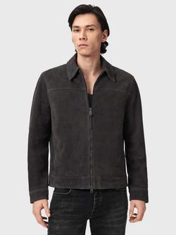 AllSaints Rhone Zip Front Leather Jacket, Anthracite Grey