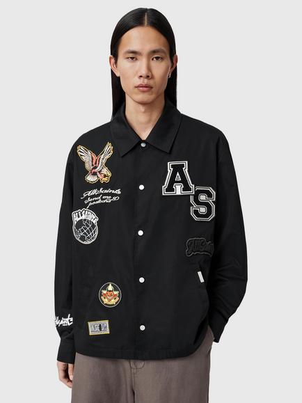 AllSaints Soundman Coach Shirt Jacket, Black, Black
