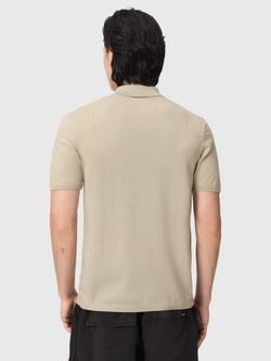 AllSaints Mode Merino Wool Slim Fit Short Sleeve Polo Shirt, Green - view 2, Green