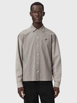 AllSaints Cage Cotton Loose Fit Check Shirt, White, White