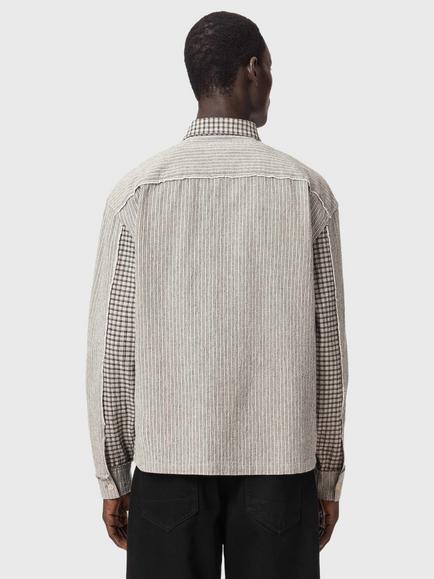 AllSaints Cage Cotton Loose Fit Check Shirt, White - view 2, White
