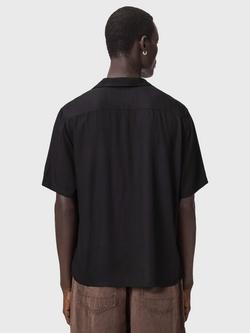 AllSaints Parsons Floral Panel Short Sleeve Shirt, Jet Black - view 2, Jet Black