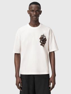 AllSaints Araknid Cotton Crew Neck Graphic T-Shirt, Chalk White, Chalk White