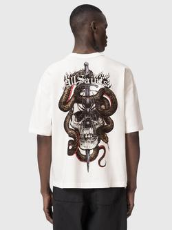 AllSaints Araknid Cotton Crew Neck Graphic T-Shirt, Chalk White - view 2, Chalk White