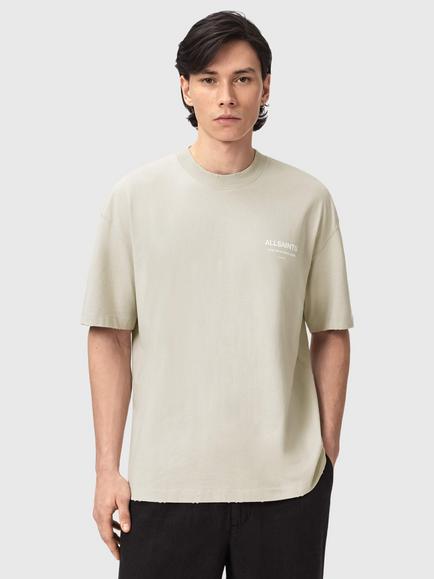AllSaints Dreamer Cotton Loose Fit Short Sleeve Logo T-Shirt, Powdered Green, Powdered Green