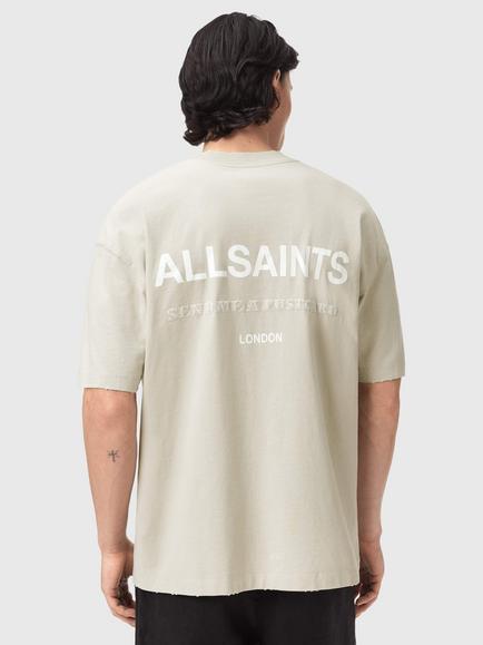 AllSaints Dreamer Cotton Loose Fit Short Sleeve Logo T-Shirt, Powdered Green - view 2, Powdered Green
