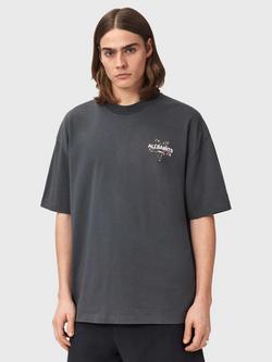 AllSaints Pentacle Crew Neck Short Sleeve Cotton T-Shirt, Black Nearly Black, Black Nearly Black