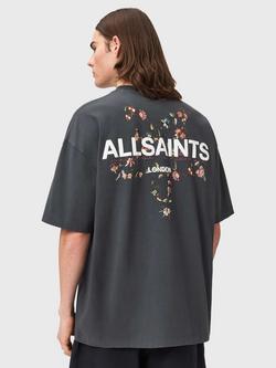 AllSaints Pentacle Crew Neck Short Sleeve Cotton T-Shirt, Black Nearly Black - view 2, Black Nearly Black