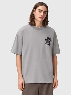 AllSaints Orlando Cotton Regular Fit Short Sleeve Print T-Shirt, Pebble Grey