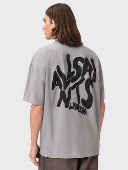 AllSaints Orlando Cotton Regular Fit Short Sleeve Print T-Shirt - view 2, Pebble Grey