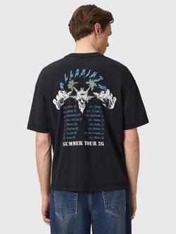 AllSaints Palm Ripper Graphic Print Cotton T-Shirt, Washed Black - view 2, Washed Black