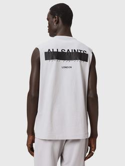 AllSaints Redacted Logo Sleeveless Cotton Top, Pebble Grey - view 2, Pebble Grey