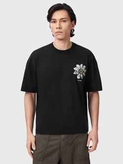 AllSaints Petals Short Sleeve Cotton T-Shirt, Washed Black
