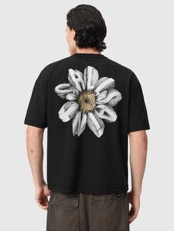 AllSaints Petals Short Sleeve Cotton T-Shirt - view 2, Washed Black