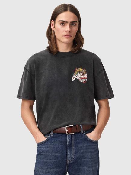 AllSaints Roque Graphic T-Shirt, Washed Black, Washed Black