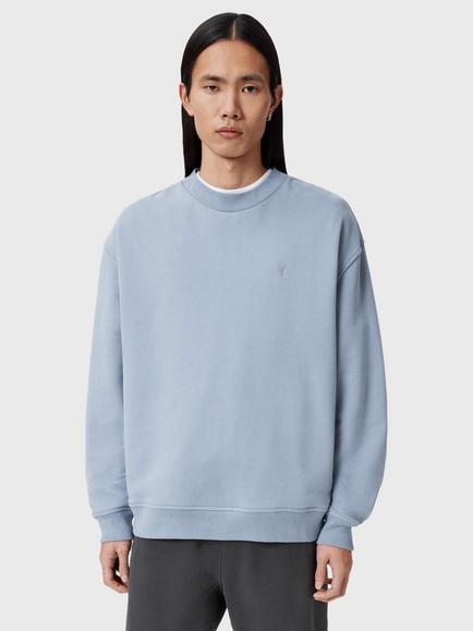 AllSaints Asher Organic Cotton Crew Neck Sweatshirt, Maya Blue