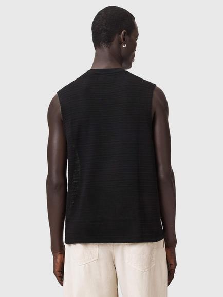 AllSaints Cover Cotton Vest - view 2, Jet Black