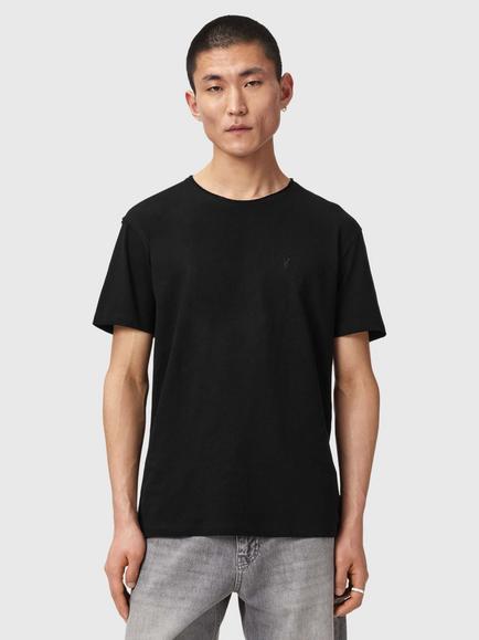 AllSaints Flax Cotton Blend Short Sleeve T-Shirt, Jet Black