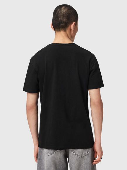 AllSaints Flax Cotton Blend Short Sleeve T-Shirt - view 2, Jet Black