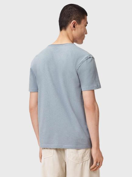 AllSaints Flax Cotton Blend Short Sleeve T-Shirt - view 2, Maya Blue