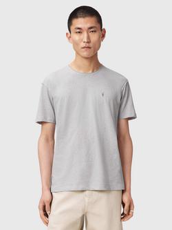 AllSaints Flax Cotton Blend Short Sleeve T-Shirt, Pebble Grey